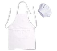 Matissa & Dad Adjustable Adult Cooking Apron and Chef Hat Set Unisex Kitchen Apron Men Women with Pocket Chef Apron for Baking, BBQ, Painting, Craft, Grilling, Cleaning, Gardening (White)