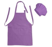 Matissa & Dad Adjustable Adult Cooking Apron and Chef Hat Set Unisex Kitchen Apron Men Women with Pocket Chef Apron for Baking, BBQ, Painting, Craft, Grilling, Cleaning, Gardening (Purple)