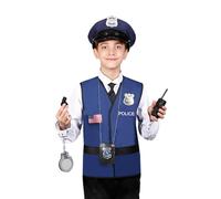 Matissa & Dad American Children's Police Officer Role Play Costume and accessory Set Kids Boys Girls (Large (6-8 Years))