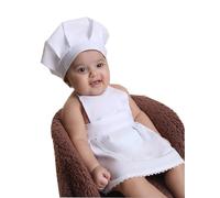 Matissa & Dad Baby Apron and Chef Hat Infant Mini Chef Outfit Toddler White Baker Costume photoshoot props newborn photography outfit (Baby Girl, 0-2 Months)