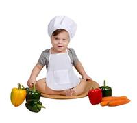 Matissa & Dad Baby Apron and Chef Hat Infant Mini Chef Outfit Toddler White Baker Costume photoshoot props newborn photography outfit (Baby Boy, 3-12 Months)