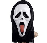 Matissa Ghost Mask Halloween Screaming Ghost Face Head Mask Horror Squealing Grimace (White with Red Tongue)