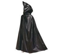 Matissa Kids Halloween Cloaks Black Robe Costume Kids Hooded Cloak Vampire Robe Spooky Wizard, Grim Reaper, Witch, Cosplay Cape for Dress Up Halloween Costume ((125 Cm), Black)