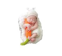 Matissa Newborn Baby Girl/Boy Crochet Knit Costume Photography Prop Hats and Outfits (Carrot Loving White Bunny)