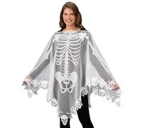 Matissa Skeleton Costume Halloween Poncho for Women Ladies Halloween Skeleton Costumes Clothes Women Dress up Adult Ghost Poncho Fancy Dress Cape