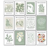 Matisse Poster Market Wall Art Canvas Decor Prints Green Sage Floral Boho Artwork Posters Colorful Aesthetic Abstract for Women Living Room Bathroom (Green-01, Frameless 20X30cm (8x12inch))