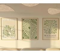 Matisse Sage Green Wall Art Prints, Abstract Botanical Cutout Canvas Posters Neutral Boho Home Decor Living Room Bedroom(30x40cm-3Pcs)