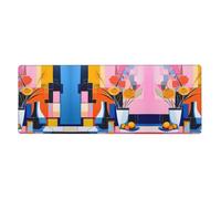 Matisse Style Abstract Paintings Pattern Oversized Keyboard and Mouse pad 12x31.5 inches, Lock-Edge Design, Non-Slip and wear-Resistant,