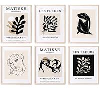 Matisse Wall Art - Abstract Minimalist Black and Beige Vintage Canvas Painting, Boho Wall Pictures for Women and Teen Girls Bedroom