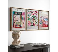 Matisse Wall Art, Set of 3, Unframed Canvas Prints, Abstract, Minimalist and Colourful Floral, Modern Art. Perfect for Living Room, Bedroom, Hallway, Office Decor. (30x40 cm or 12x16 inches)