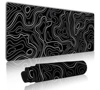 MATKING Topography Large Mouse Mat, XL Black Gaming Mouse Pad with Seamed Edges, Waterproof Desk Mat, (800x300x3mm) Computer Keyboard Mat with Non-Slip Rubber Base, Desk Pad