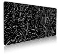 MATKING Topography Large Mouse Mat, XXL Black Gaming Mouse Pad with Seamed Edges, Waterproof Desk Mat, (900x400x3mm) Computer Keyboard Mat with Non-Slip Rubber Base, Desk Pad