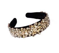 Matkooz Hair Accessories Solid Fancy Party Hairband Headband for Girls and Women (Gold Flower Crystal)