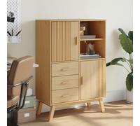 matlock wooden highboard with 3 drawers in brown