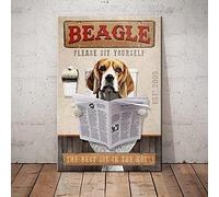 MATLPATS Beagle Dog Metal Tin Sign Please Sit Yourself The Best Sit In The House Printing Poster Bathroom Home Art Wall Decoration Plaque 6x8 Inch
