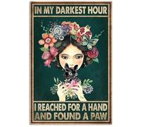 MATLPATS Black Cat In My Darkest Hour Cat Retro Style Metal Tin Sign Vintage Retro Style, Wall Art Decor Metal Sign 6x8 Inch