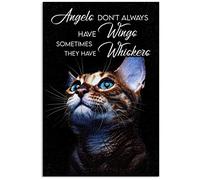 MATLPATS Cute Cat Metal Sign Vintage Club Decor Angels Don't Always Have Wings Sometimes They Have Whiskers Tin Poster Home Club Room Wall Decoration Plaque 8x12inch Hippie Room Decor