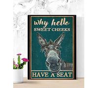 MATLPATS Donkey Why Hello Sweet Cheeks Have A Seat Vintage Tin Signs Funny Metel Decorative Signs - Retro Wall Decor Home Wall Signs 6x8 Inch