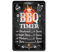 MATLPATS Funny Barbecue Timer Sign Metal Tin Signs Garage Bar Club Metal Man Cave Signs Retro Home Decor Wall Art Posters 8x12 Inch