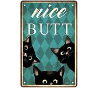 MATLPATS Funny Black Cat Bathroom Vintage Metal Tin Sign Wall Decor Art Toilet Posters 8x12inch