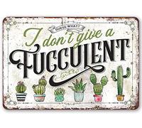 MATLPATS I Don't Give A Fucculent Retro Metal Tin Sign Wall Poster Metal Tin Home Kitchen Bar Shop Decorations Funny Bar Signs 6x8 Inches
