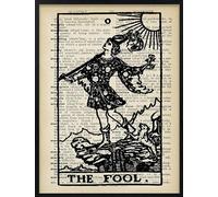 MATLPATS Metal Tin Sign Tarot Card The Fool Dictionary Art Print Boho Wall Art Celestial Wall Prints Mystical Neutral Decor Astrology PostersBest Gifts8x12 Inch