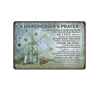 MATLPATS Retro Daisy Tin Sign,A Hairdresser'S Prayer Tin Sign,Lord Continue to Anoint My Hands with Care and Bless Me Daily,Wall Decoration,Gift for Mother,Gift for Father,8x12 Inch
