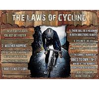 MATLPATS The Laws of Cycling Poster, Cycling Poster Metal Tin Sign Kitchen Pub Funny Novelty Coffee Bar Restroom Club Wall Poster Farm Man Cave 12x8 Inch