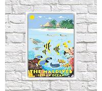 MATLPATS The Maldives. Retro Tin Sign Nostalgic Art Gift Home Decor Bar Pub Cafe Home Decor Retro Poster Vintage Sign 6x8 Inch