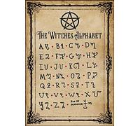 MATLPATS The Witches Alphabet Witchcraft Knowledge Kitchen Witchery Witches Witches Metal Tin Sign Vintage Plaque Poster Kitchen Home Dining Room Wall Decor 12x8 Inch