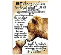 MATLPATS tin Cute Sign Bear to My Amazing Son Art Never Forget How Much I Love You Mom Retro tin Cute signSign Bedroom Bathroom Wall Decoration Cafe Bar Pub Metal Sign 8X12inch