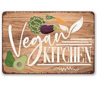 MATLPATS Tin Sign - Vegan Kitchen - Metal Sign Use Indoor Outdoor - Great Vegan Kitchen Decor 8x12 Inch