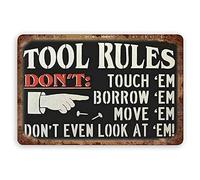 MATLPATS Tin Signs Tool Rules Metal Vintage Man Cave Tin Sign Wall Decor 8x12inch