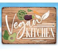 MATLPATS Vegan Kitchen Vintage Tin Signs Funny Metel Decorative Signs Retro Wall Decor Home Wall Signs 8x12 Inch
