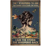 MATLPATS Vintage Metal Tin Sign Hippie Dragonfly I Am The Storm She Whispered Back 8x12inch