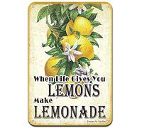 MATLPATS When Life Gives You Lemons Make Lemonade Tin Signs Funny Metal Sign Retro Style Tin Sign Vintage Funny Wall Art Home Living Room Garden Bar Decor
