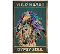 MATLPATS Wild Heart Gypsy Soul Vintage Metal Tin Signs Retro For Garage Man Cave Bar Decor 6x8 Inch