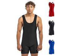 Matman Edge Wrestling Singlet Men Boys Spandex Weightlifting Solid Color, Black, S