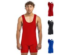 Matman Edge Wrestling Singlet Men Boys Spandex Weightlifting Solid Color, Red, XL