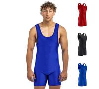 Matman Edge Wrestling Singlet Men Boys Spandex Weightlifting Solid Color, Royal, S