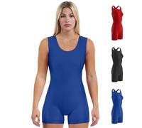 Matman Edge Wrestling Singlet Women's Spandex Weightlifting Solid Color, Royal, XXXL
