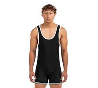 Matman Men’s & Youth Wrestling Singlet - High Performance Singlets for Wrestling or Weightlifting - Old School Singlet (Black/White, XX-Large)
