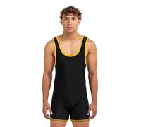Matman Men’s & Youth Wrestling Singlet - High Performance Singlets for Wrestling or Weightlifting - Old School Singlet (Black/Gold, X-Small)