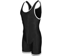 Matman U.S.A. The Edge Old School Men's Boy's Wrestling Singlet (Black/White, Large)