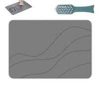 Matmend Bath Mat Quick-Dry Stone Shower Rug Slip-Resistant & Easy-Clean Bathroom Floor Mat Diatomaceous Earth Material Grey (Small) - Perfect for Indoor/Outdoor Use