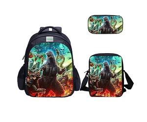 MATMO Dinosaur Backpack and Lunch Bag Set for Boys, Backpack Shoulder Bag Pencil Case, Monster Dinosaur Backpack Set 23-8, Middle, Cartoon