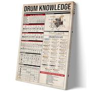 Matniger Drum Wall Art Knowledge Poster Educational Wall Art Chart Poster Prints Framed Vintage Musical Instruments Poster Retro Canvas Artwork Wall Decor 16x24inches