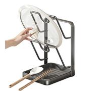 Matoebyr Pot Lid Organizer, 2-Tier Stainless Steel Pan Lids organisers With Drip Tray, Space Saving, Kitchen Accessories For Pan Lids, Baking Trays, Cutting Board, Spatula And Ladle