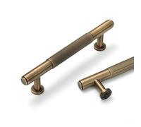 MATOOYA Antique Brass Cabinet Pulls, Solid Brass Cabinet Pulls, Dresser Handles for Bathroom Cupboard (4, 132mm/5.2inchs)