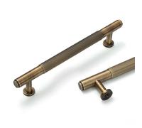MATOOYA Antique Brass Cabinet Pulls, Solid Brass Cabinet Pulls, Dresser Handles for Bathroom Cupboard (2, 164mm/6.46inchs)